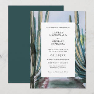 Watercolor Bohemian Cactus Green Desert Invitation