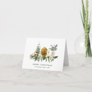 Watercolor Bohemian Christmas Composition Holiday Card