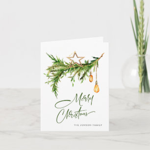 Watercolor Bohemian Christmas Composition Holiday Card