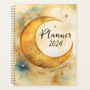 Watercolor Bohemian Cresent Moon Planner