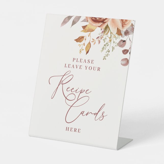 Watercolor Bohemian Flower Bridal Shower Pedestal Sign (Front)