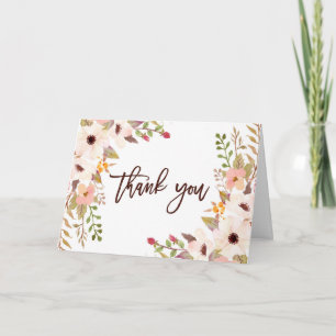Watercolor Bohemian Flowers Thank You Card