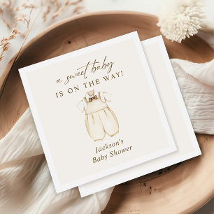 Watercolor Boho Baby Clothes Gender Reveal Napkin