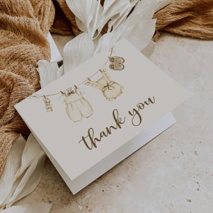 Watercolor Boho Baby Clothes Gender Reveal Thank You Card
