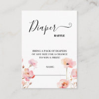 Watercolor Boho Blush Pink Floral Diaper Raffle