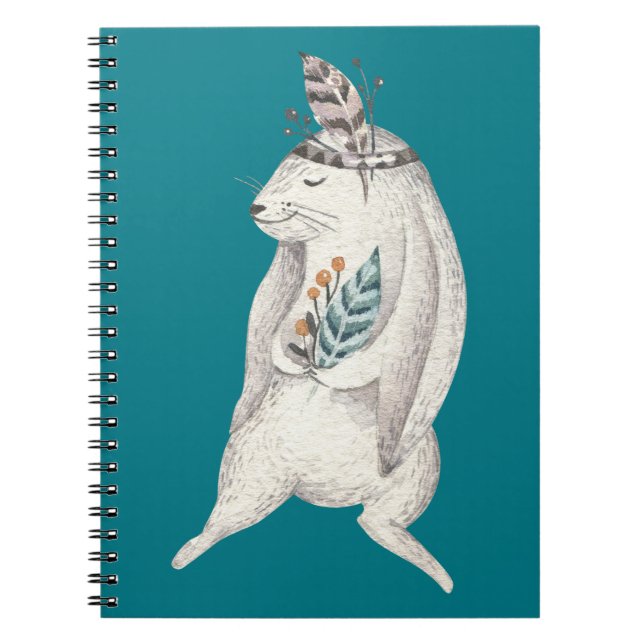 Watercolor Boho Bunny Notebook (Front)