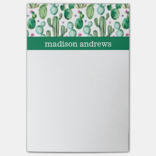 Watercolor Boho Cacti Pattern Post-it Notes