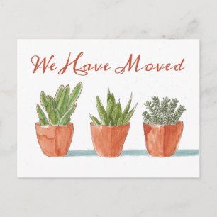 Watercolor Boho Cactus Change of Address Postcard