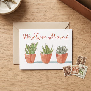 Watercolor Boho Cactus Change of Address Postcard