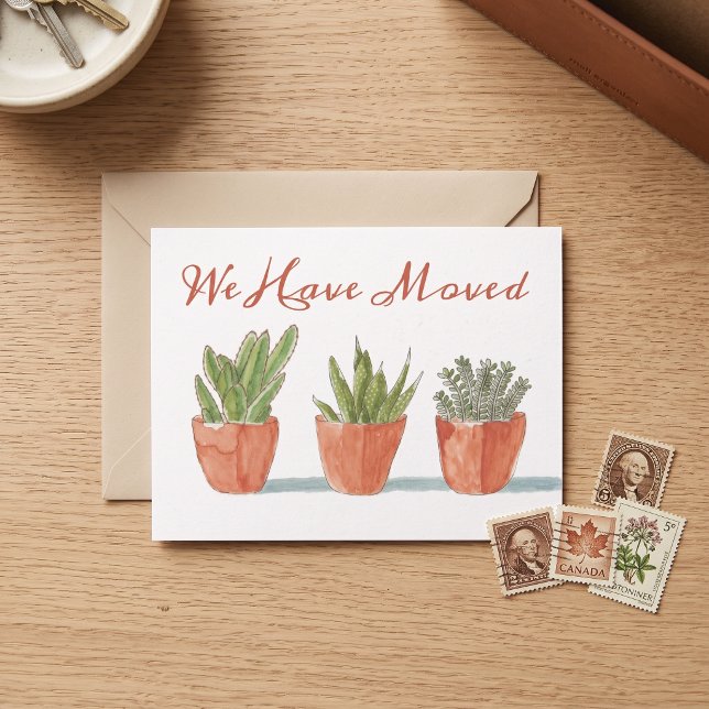 Watercolor Boho Cactus  | Change of Address Postcard (Creator Uploaded)