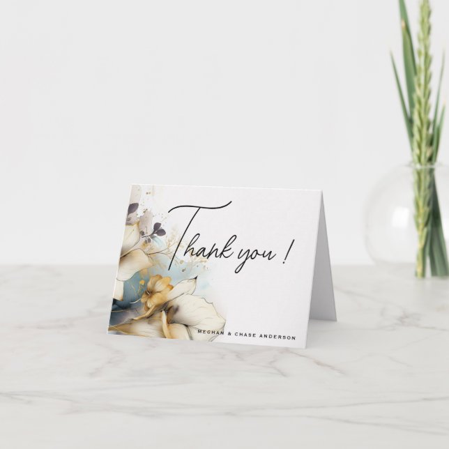 Watercolor Boho Calla Lily Floral  Thank You Card (Front)