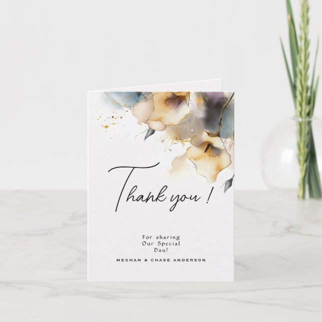 Watercolor Boho Calla Lily Floral  Thank You Card (Front)