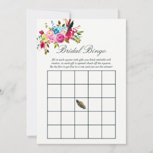 Watercolor Boho Chic Floral Wedding Bridal Bingo