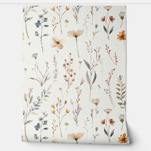 Watercolor Boho chic wildflower Wallpaper