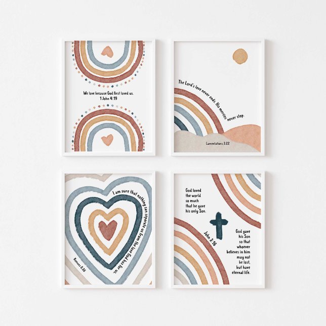Watercolor boho Christian kids bible verse set (Creator Uploaded)