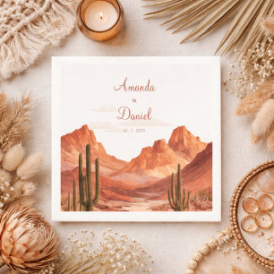 Watercolor Boho Desert Mountain Southwest Wedding Napkin