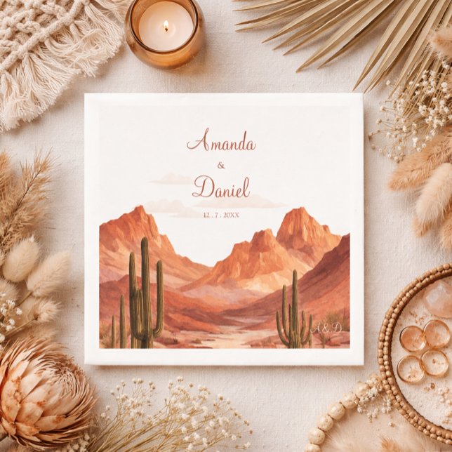 Watercolor Boho Desert Mountain Southwest Wedding  Napkin (Creator Uploaded)