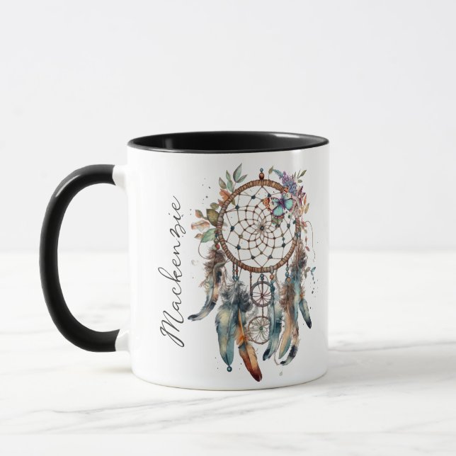 Watercolor Boho Dreamcatcher Mug (Left)