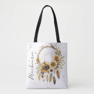 Watercolor Boho Dreamcatcher Tote Bag