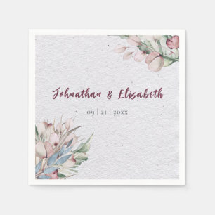 Watercolor Boho Floral and Botanical Wedding Napkin