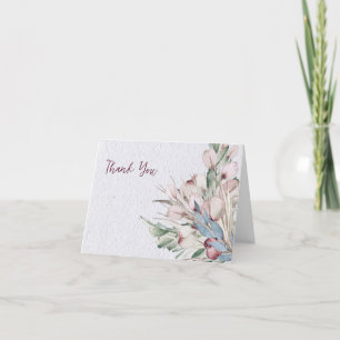 Watercolor Boho Floral and Botanical Wedding Thank You Card