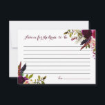 Watercolor Boho Floral Autumn Advice for the Bride<br><div class="desc">Bohemian-inspired advice for the birde-to-be card featuring watercolor illustrations of purple,  red and pink roses and peonies with feathers accent. This card will be perfect for boho bridal showers and autumn/fall bridal showers.</div>