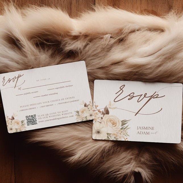 Watercolor Boho Floral Autumn Wedding RSVP Card (Creator Uploaded)