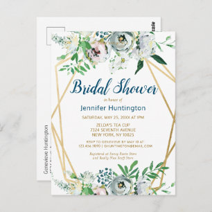 Watercolor Boho Floral Bridal Shower Invitation Postcard
