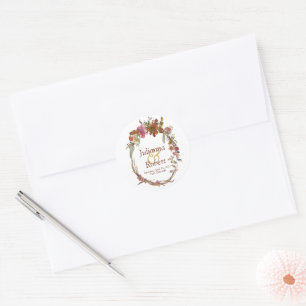 Watercolor Boho floral Classic Round Sticker