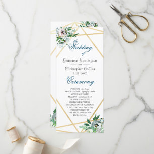 Watercolor Boho Floral Geometric Wedding Ceremony Programme