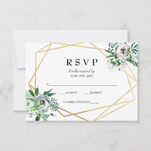 Watercolor Boho Floral Geometric Wedding RSVP Card