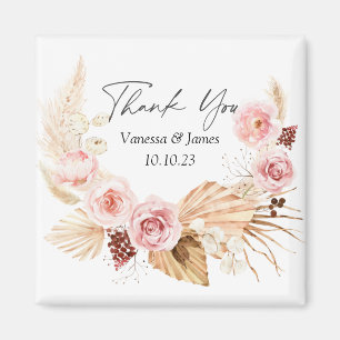 watercolor Boho Floral Pampas Grass Wedding favour Magnet