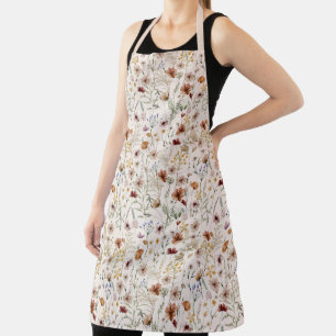 Watercolor Boho Floral Pattern Apron