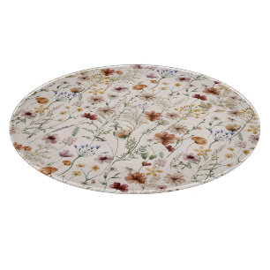 Watercolor Boho Floral Pattern Cutting Board