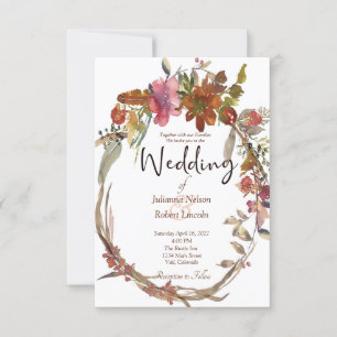 Watercolor Boho floral wedding Invitation
