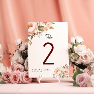 Watercolor Boho Floral Wedding Table Numbers