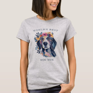 Watercolor Boho Floral World's Best Dog Mum Art T-Shirt