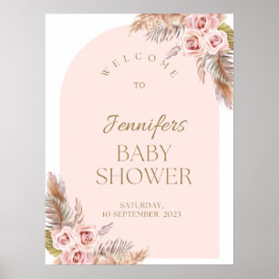 Watercolor Boho Flowers Baby Shower Welcome Sign