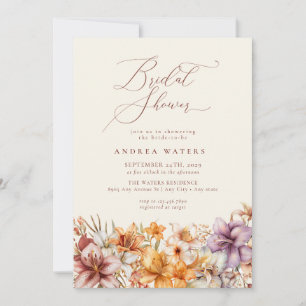 Watercolor Boho Flowers   Floral Bridal Shower  Invitation