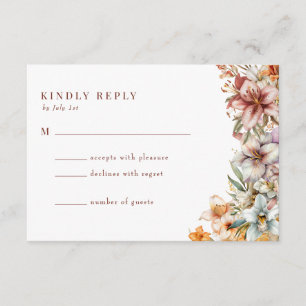 Watercolor Boho Flowers Wedding RSVP Enclosure Card