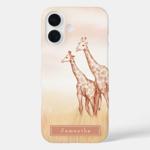 Watercolor Boho Giraffe Personalised  iPhone 16 Case