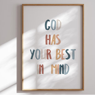 watercolor boho God has your best in mind poster