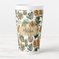 Watercolor Boho Indoor House Plants Monogram Name 