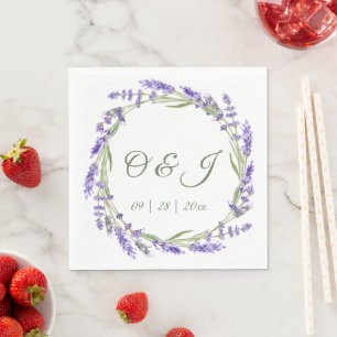 Watercolor Boho Lavender Wedding Napkin