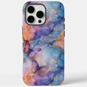 Watercolor Boho Marble Butterfly iPhone 16 Pro Max Case