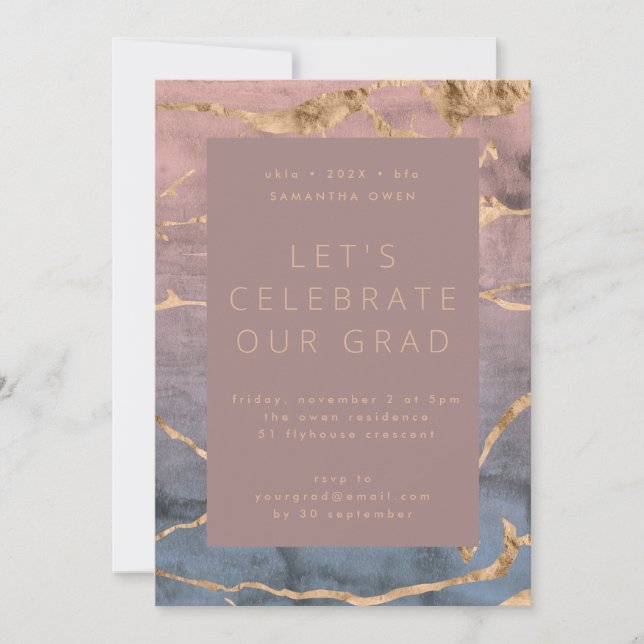 Watercolor Boho Modern Graduation Photo Party Invitation (Front)