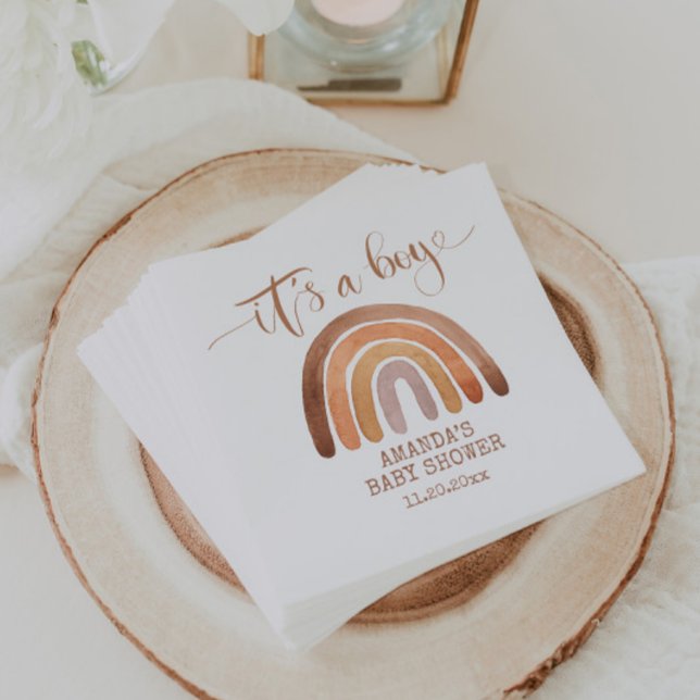 Watercolor Boho Modern Rainbow It’s a Boy   Napkin (Creator Uploaded)