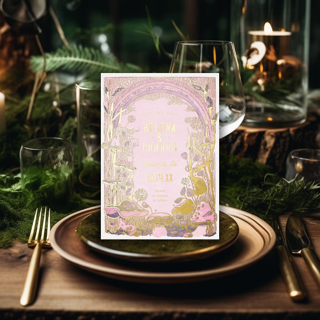 Watercolor Boho Mushrooms Purple Save the Date (Creator Uploaded)