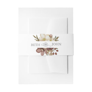 Watercolor Boho Neutral & Rose Wedding  Invitation Belly Band