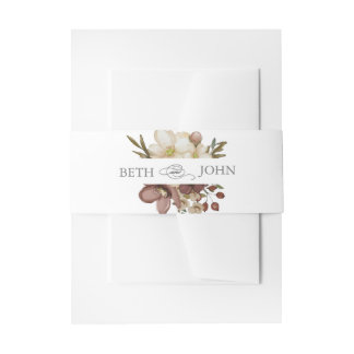 Watercolor Boho Neutral & Rose Wedding Invitation Belly Band